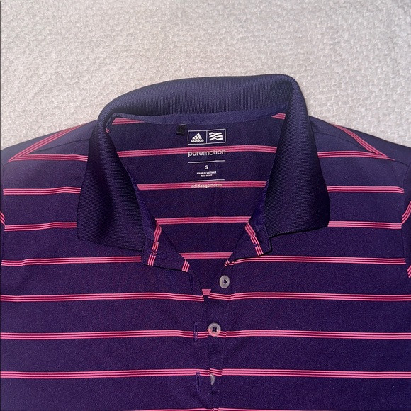 Adidas Women's Button Down Shirt - Black and Pink Stripes - Picture 2 of 4